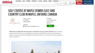 Golf Course at Maple Downs Golf and Country Club - SCOREGolf