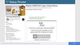How to Login to the Maplin AR25TU2 - SetupRouter