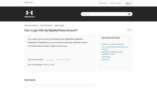 Can I login with my MapMyFitness account? – Under Armour Record