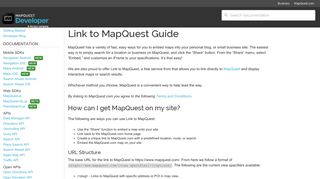 Link to MapQuest Tool | MapQuest API Documentation