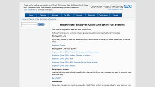 HealthRoster Employee Online and other Trust ... - Colchester Hospital