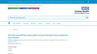 Staff area | NHS Frimley Health Foundation Trust