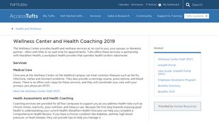 Wellness Center and Health Coaching 2019 | Access Tufts