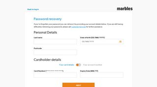 Reset Password - Online Account Manager | marbles