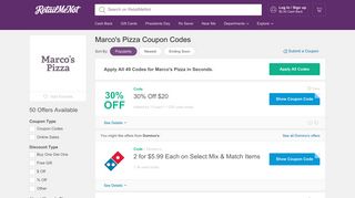 $4 Off Marco's Pizza Coupon, Coupon Codes - RetailMeNot