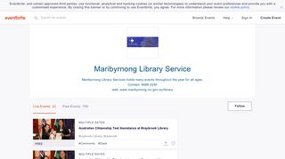 Maribyrnong Library Service Events | Eventbrite