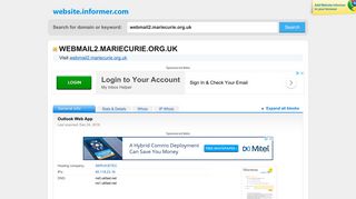 webmail2.mariecurie.org.uk at WI. Outlook Web App - Website Informer