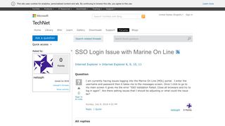 SSO Login Issue with Marine On Line - Microsoft