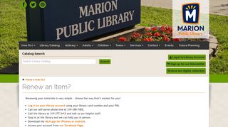 Renew an Item? | Marion Public Library