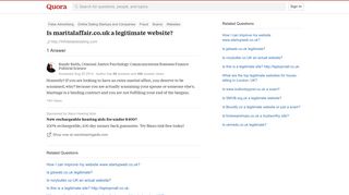 Is maritalaffair.co.uk a legitimate website? - Quora
