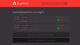 markedbyteachers.com passwords - BugMeNot