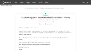 Student Forgot Her Password (Free for Teachers ... | Canvas LMS ...