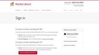 Existing customer sign in - Markel direct