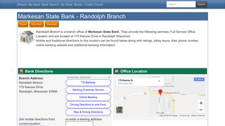 Markesan State Bank in Randolph Wisconsin - 170 Kienow Drive ...