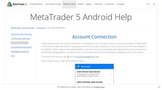 Account Connection - Accounts - MetaTrader 5
