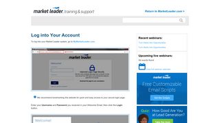 Log into Your Account - Help - Market Leader