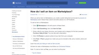 How do I sell an item on Marketplace? | Facebook Help Center ...