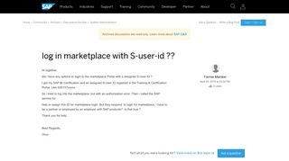 log in marketplace with S-user-id ?? - archive SAP