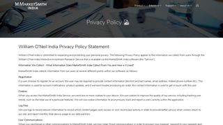 Privacy Policy - MarketSmith India - Retail Stock Research and ...