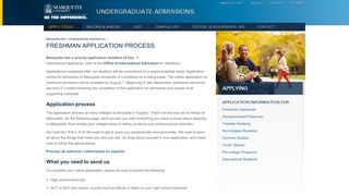 Freshman Application Process - Marquette University