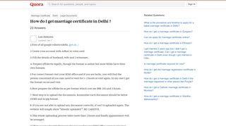 How to get marriage certificate in Delhi - Quora