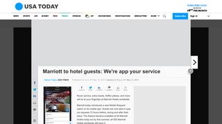 Marriott to hotel guests: We're app your service - USA Today