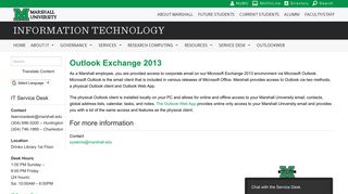 Outlook Exchange 2013 - - Information Technology - Marshall University