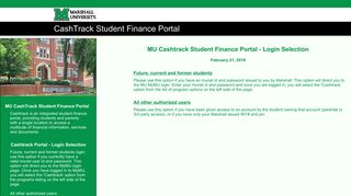 Marshall University Online Statement/Payment Center - EPAY