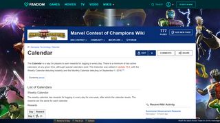 Calendar | Marvel Contest of Champions Wikia | FANDOM powered by ...