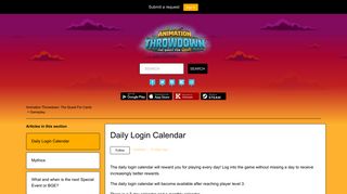 Daily Login Calendar – Animation Throwdown: The Quest For Cards