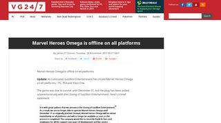 Marvel Heroes Omega is offline on all platforms - VG247