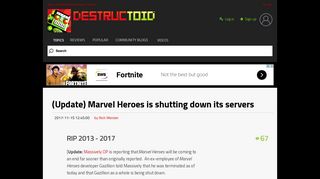 (Update) Marvel Heroes is shutting down its servers - Destructoid