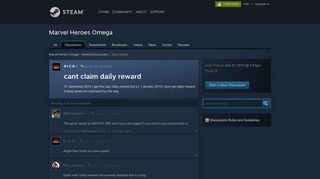 cant claim daily reward :: Marvel Heroes Omega General Discussions