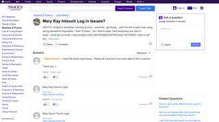 Mary Kay Intouch Log in Issues? | Yahoo Answers