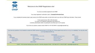 Welcome to the CRISP Registration site! You have successfully ...