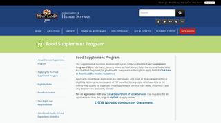 Food Supplement Program - Maryland Department of Human Resources