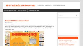 Maryland EBT Card Balance Check - EBTCardBalanceNow.com