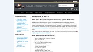 What is MDCAPS? - Maryland Higher Education Commission