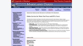 Online Services for Motor Fuel Taxes and IFTA Taxes - Maryland Taxes