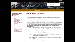 Vehicle Safety Inspection - Maryland State Police - Maryland.gov