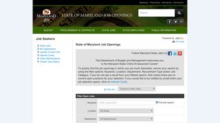 State of Maryland Job Openings - State of Maryland - Jobaps