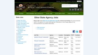Maryland State Job Openings - Budget and Management - Maryland.gov