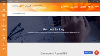 Generate & Reset PIN - Personal Banking | Mashreq Bank