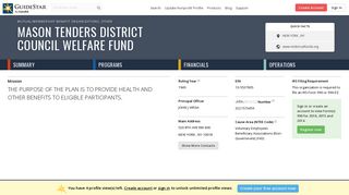 Mason Tenders District Council Welfare Fund - GuideStar Profile