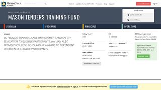 Mason Tenders Training Fund - GuideStar Profile