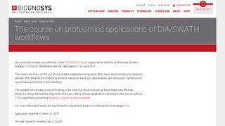 The course on proteomics applications of DIA/SWATH workflows