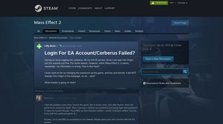 Login For EA Account/Cerberus Failed? :: Mass Effect 2 General ...