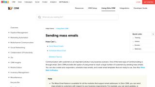 Sending mass emails | Online Help Zoho CRM