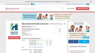 Massachusetts Health Connector Customer Service, Complaints and ...