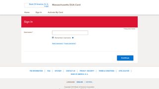 Massachusetts DUA Card - Sign In - Bank of America